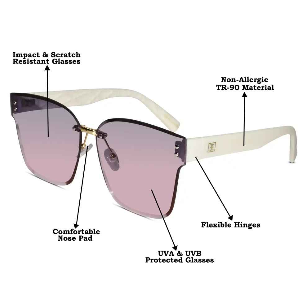 White Rimless Sunglasses For Women