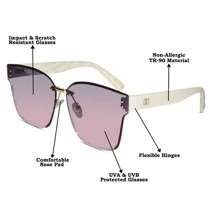 White Rimless Sunglasses For Women