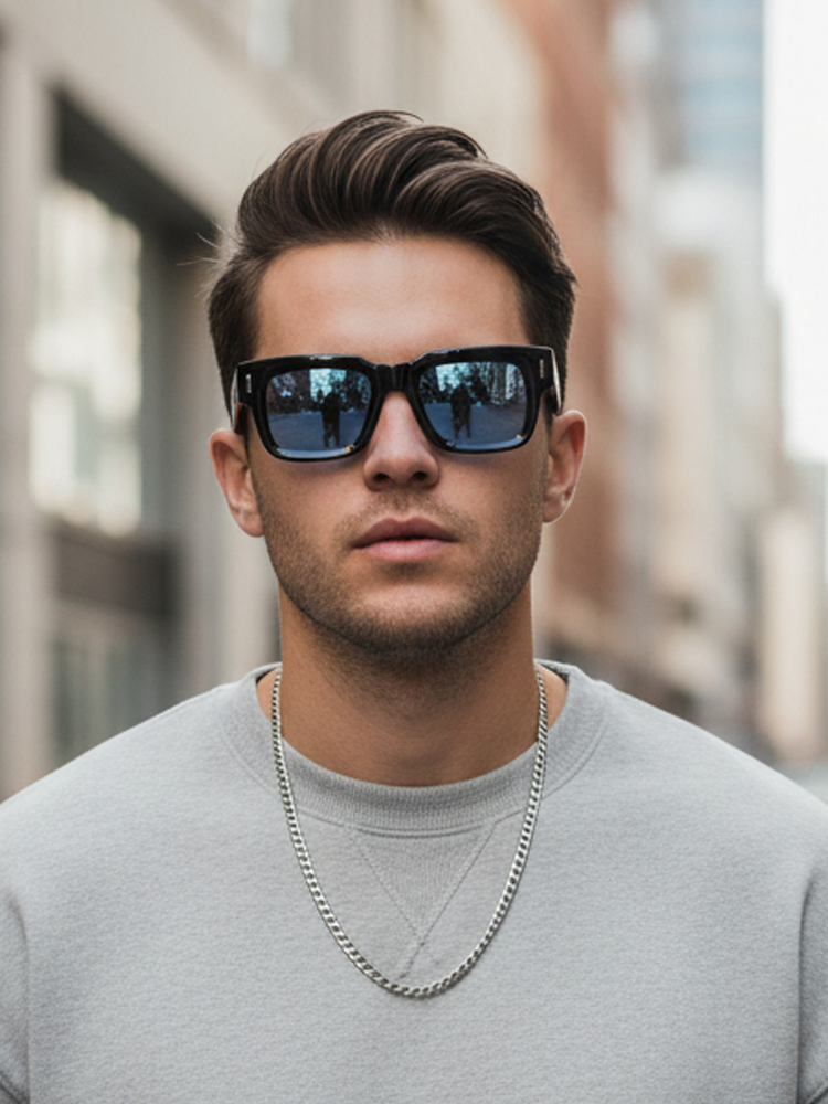 Black Bold  Blue Tint Wayfarer Sunglasses For Men & Women LKS3688-BLU