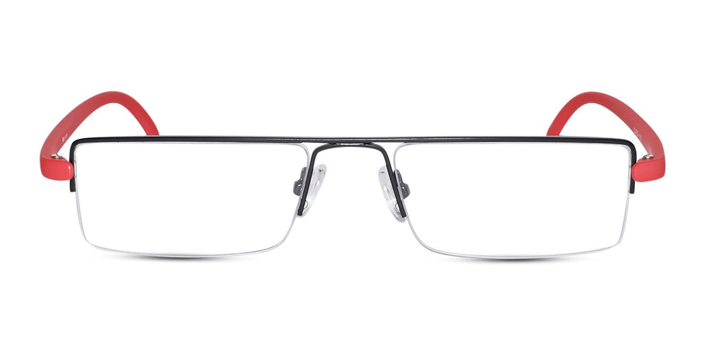 Lenskandy READERS Matte Black - Red Half Rim Rectangle