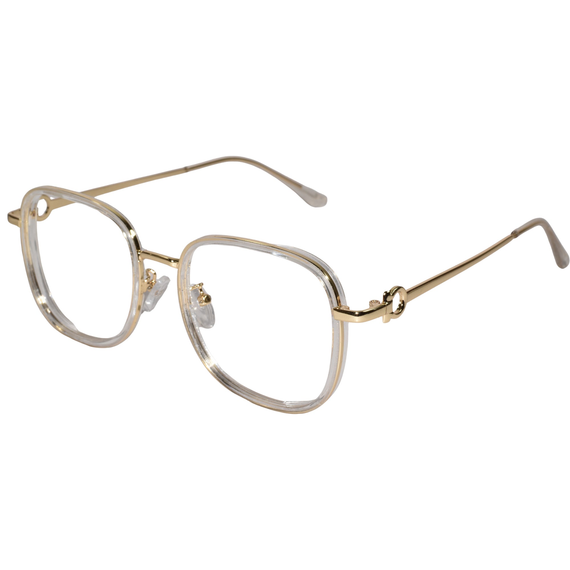 Designer Gold Square Metal Eyeglasses For Women LKE2312-TRANS