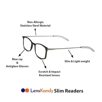 Antiglare Rectangular Rimless  Men & Women