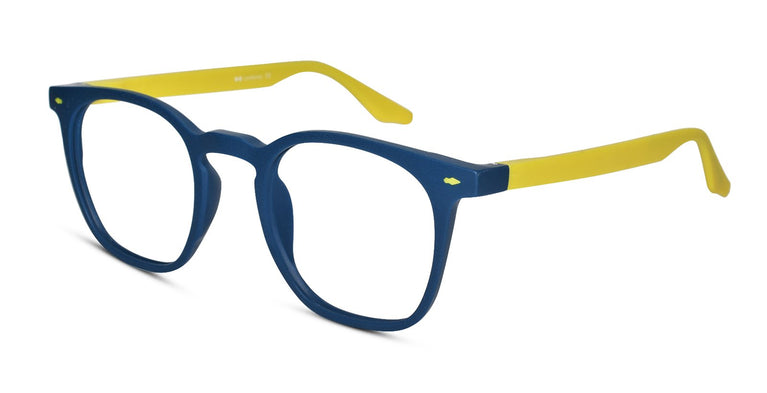 Stylish Matt Blue-Yellow Wayfarer Eyeglasses