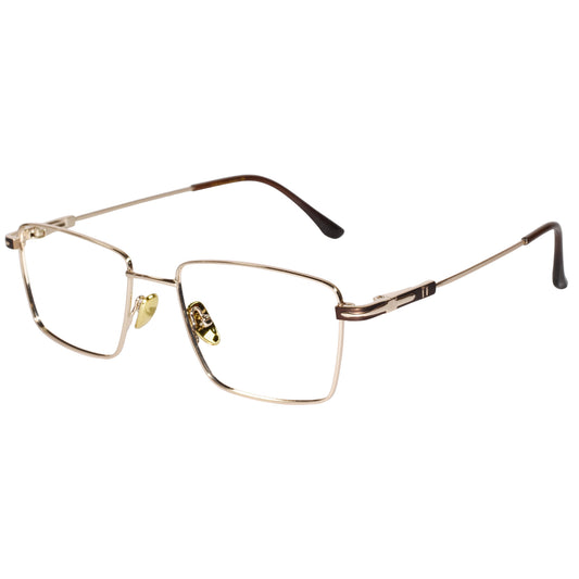 Designer Gold Rectangular Eyeglasses For Men
