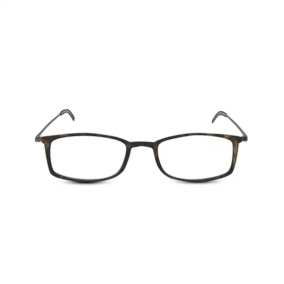 Front view Black rectangular adjustable anti glare rimless frame  designer computer reading glasses