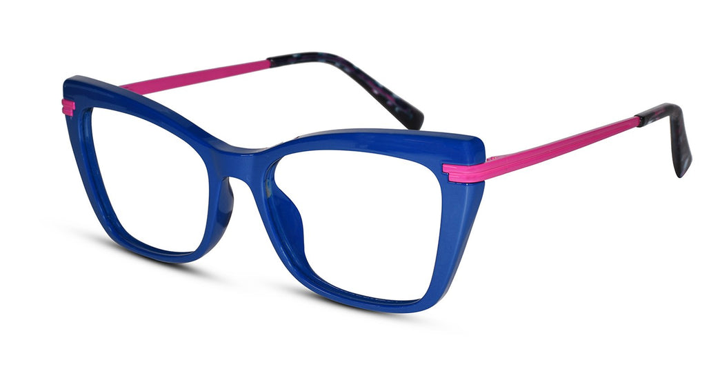 Cateye Blue Pink Full Rim Frame Eyeglasses