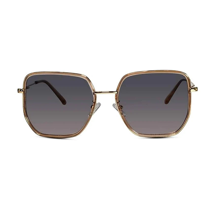 Stylish BROWN Hexagonal Square Sunglasses LKS1752-BRN