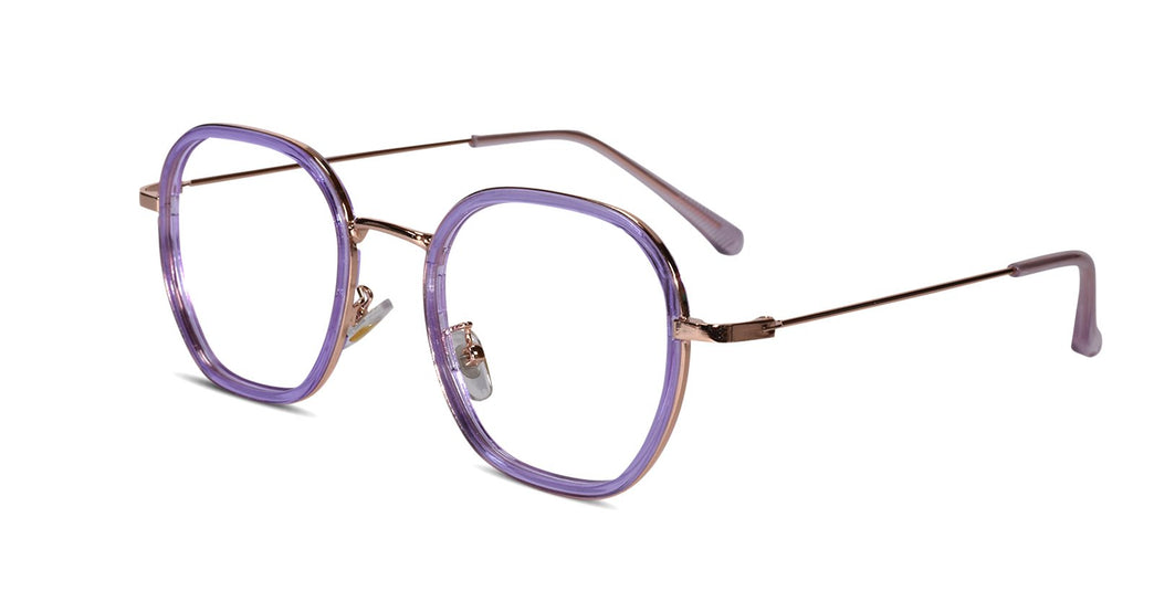 Purple Rose gold Full Rim Hexagonal Eyeglasses