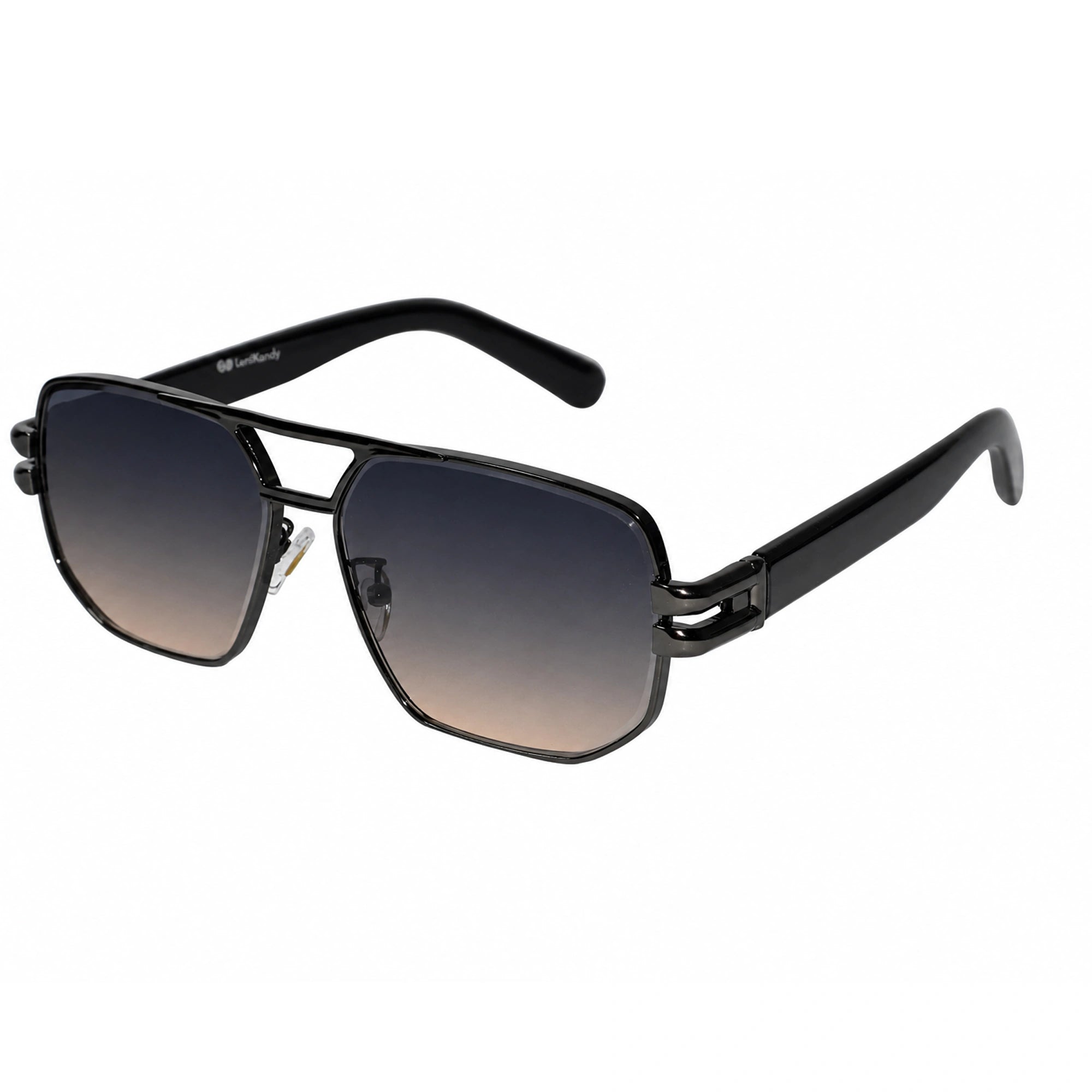 Luxury Black Rectangular Sunglasses for Men LKS2708-GRY