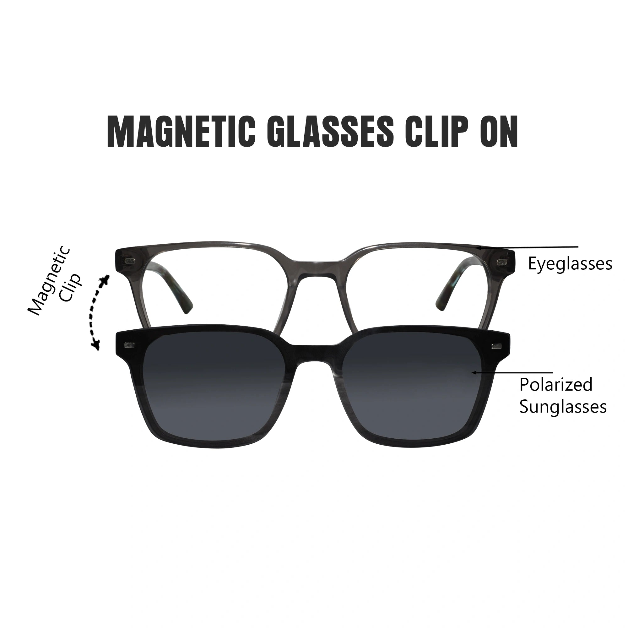 Animal Print Magnetic Clip On Eyeglasses For Men & Women