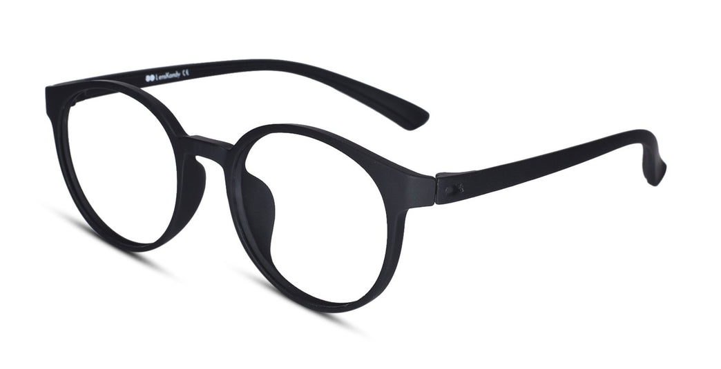 Round Full rim Matt-Black Eyeglasses for Men & Women