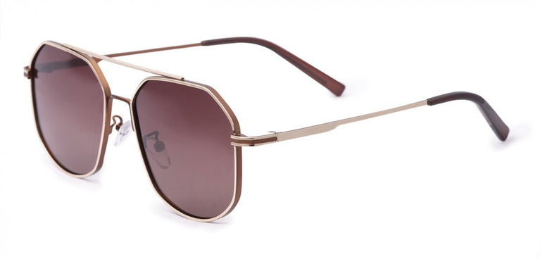 Pilot rectangle Brown golden sunglasses