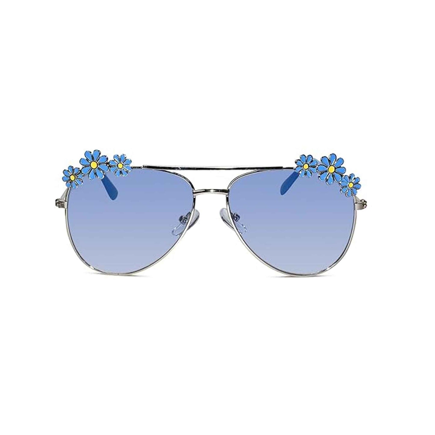 Aviator Floral Blue Sunglasses For Girls