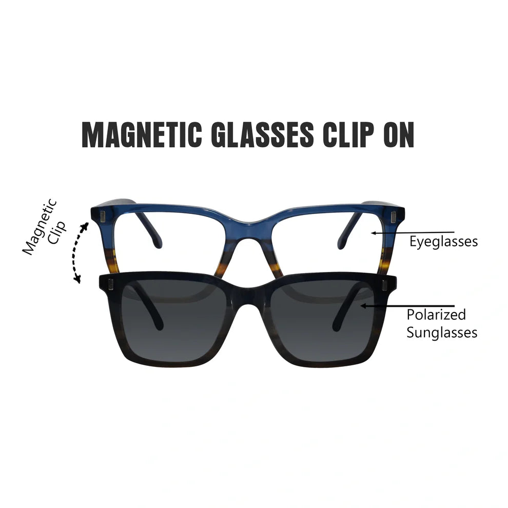 Animal Print Magnetic Clip On Eyeglasses For Men & Women