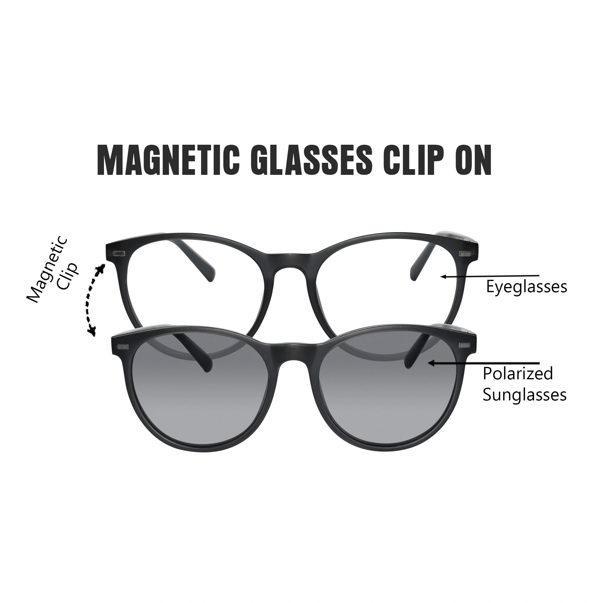 Matt Grey Clip On Round Eyeglasses