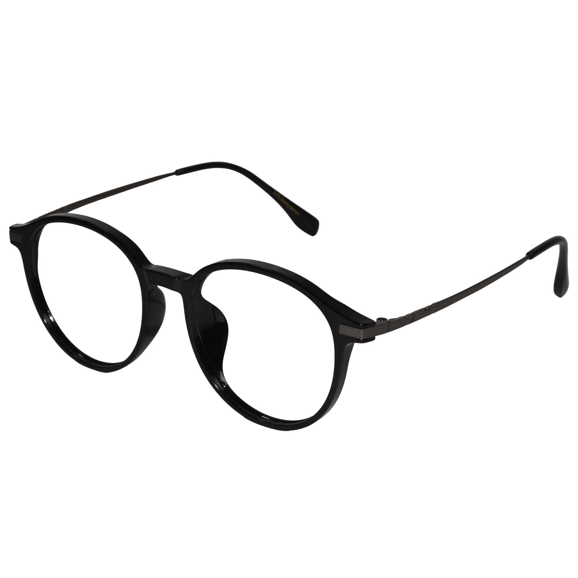 Buy Unisex Round Eyeglasses Slim Black Metal. Lightweight Blue Light Protection & Anti-Glare computer specs for daily work.