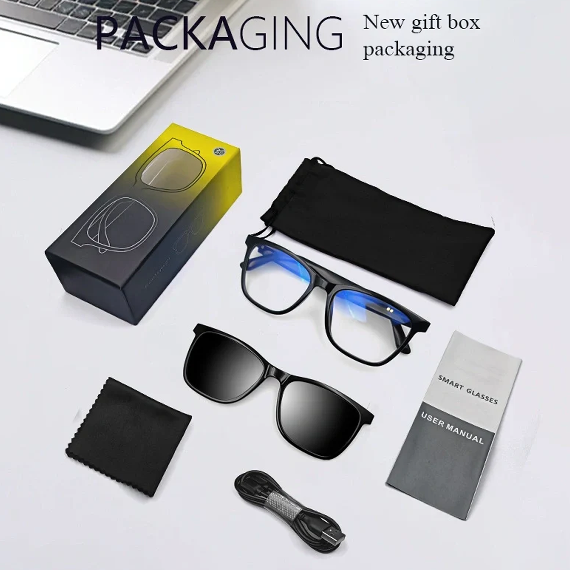 Smart Transparent Rectangular Eyeglasses For Men & Women