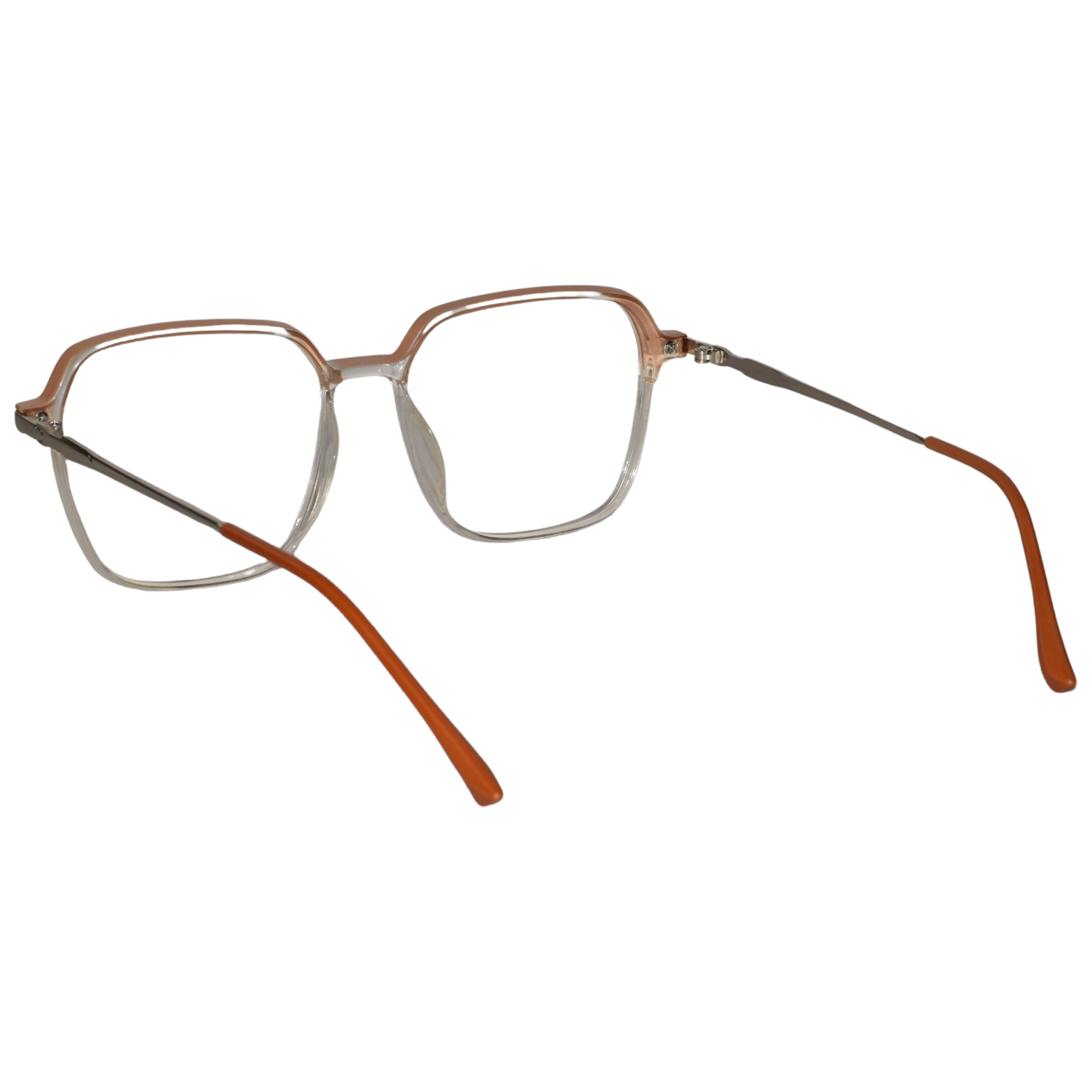 Dual Tone Orange/Transparent  Oversize Eyeglasses For Women