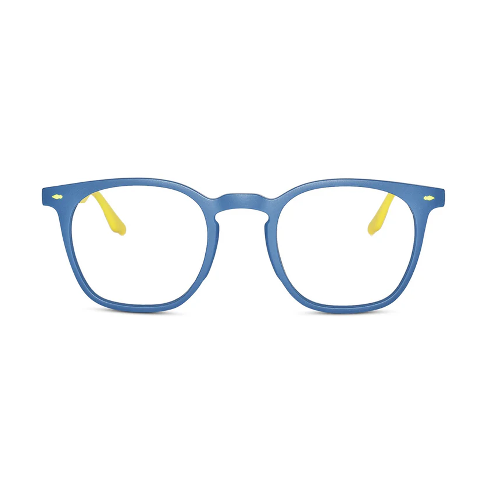 Stylish Matt Blue-Yellow Wayfarer Eyeglasses For Men & Women