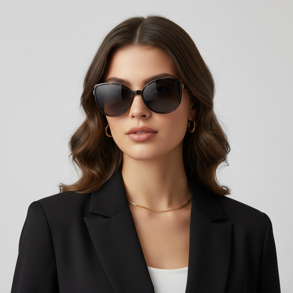 Animal Print Cat eye Sunglasses For Women LKS9075-DA-BRN