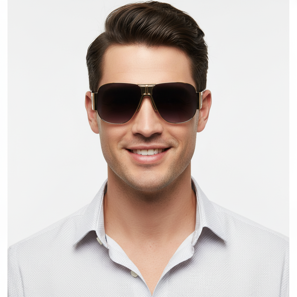 Designer Aviator Metal Sunglasses For Men LKS1890-BLK