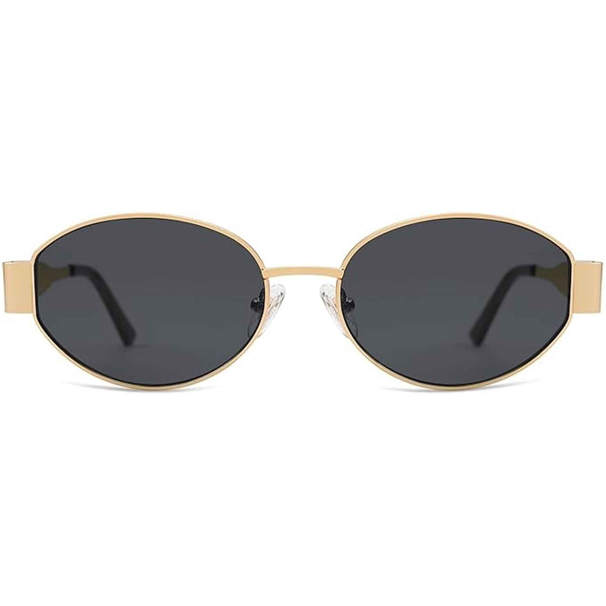 Black Gold Oval Sunglasses For Women & Men