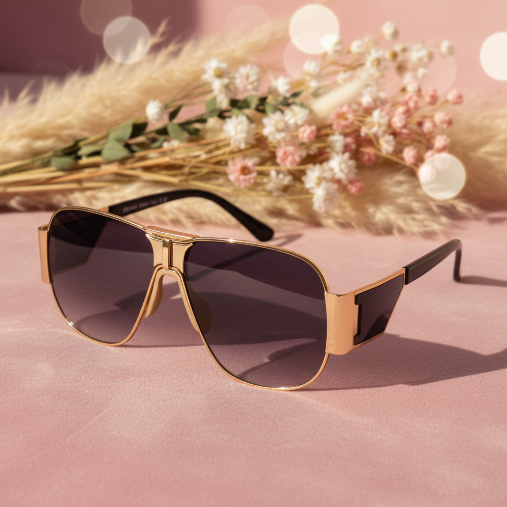 Designer Aviator Metal Sunglasses For Men LKS1890-BLK