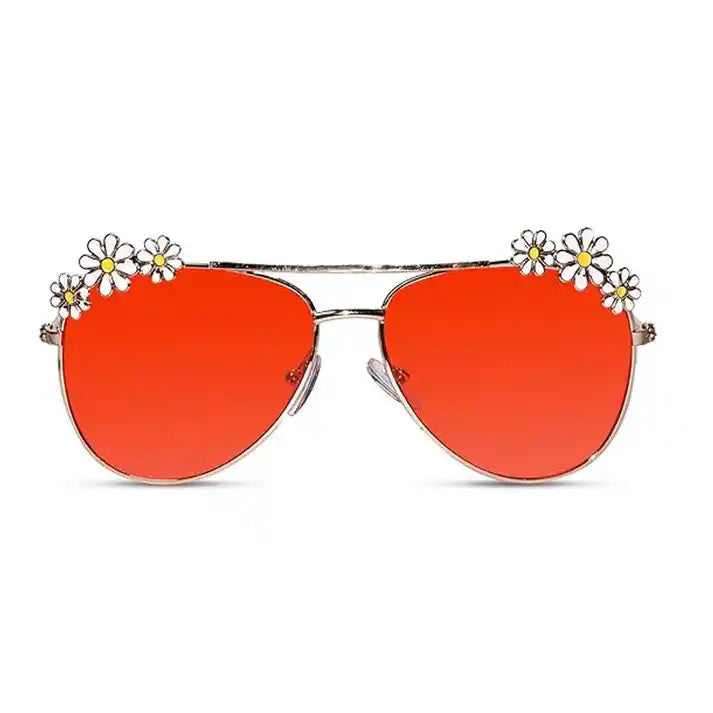 Aviator Floral Red Sunglasses For Girls
