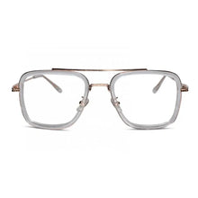 Transparent Gold Full Rim Rectangular Eyeglasses For Men
