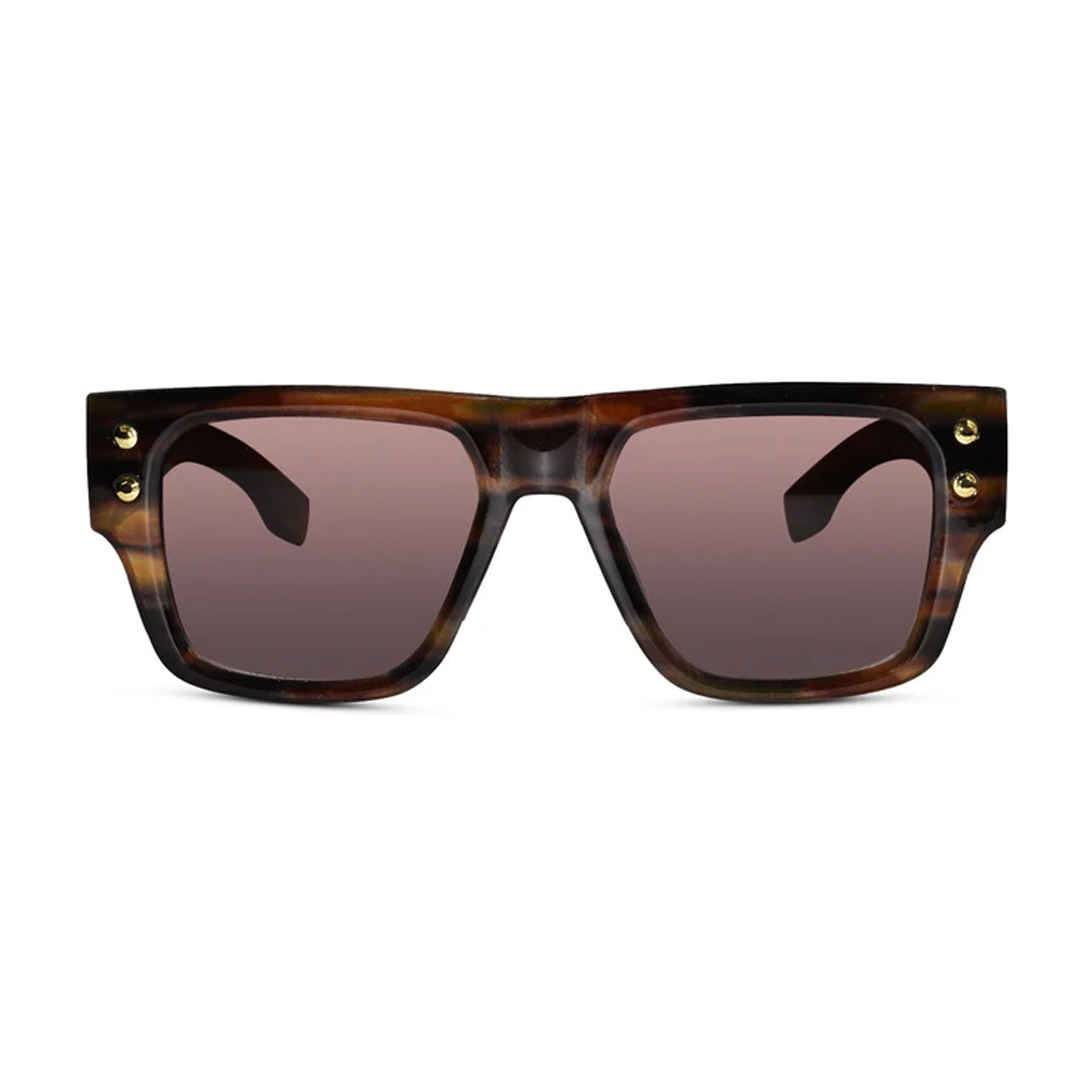 Stylish Bold  Tint Rectangular Brown Sunglasses