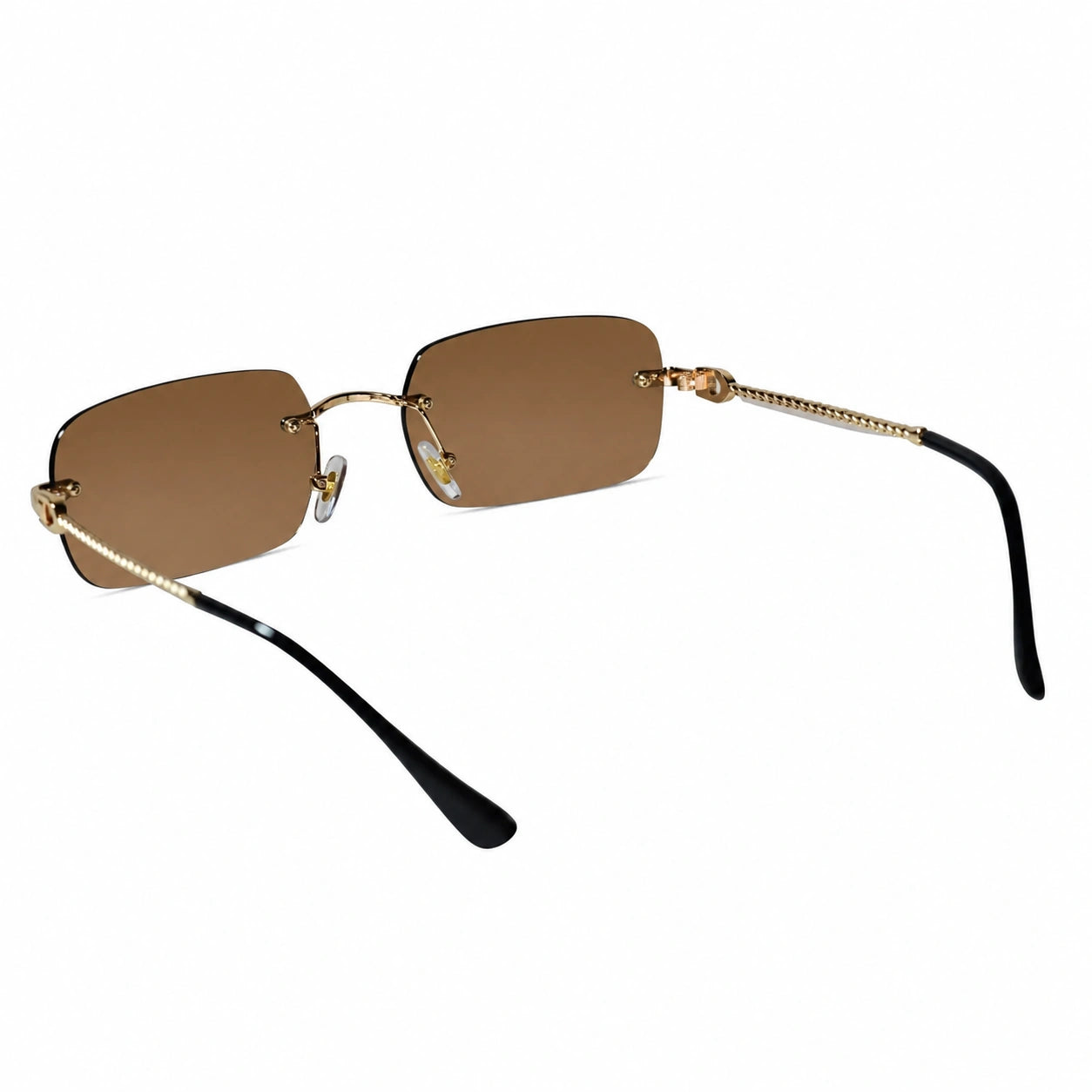 Rimless Rectangle Sunglasses for Men & Women ELS2026S030-BRN