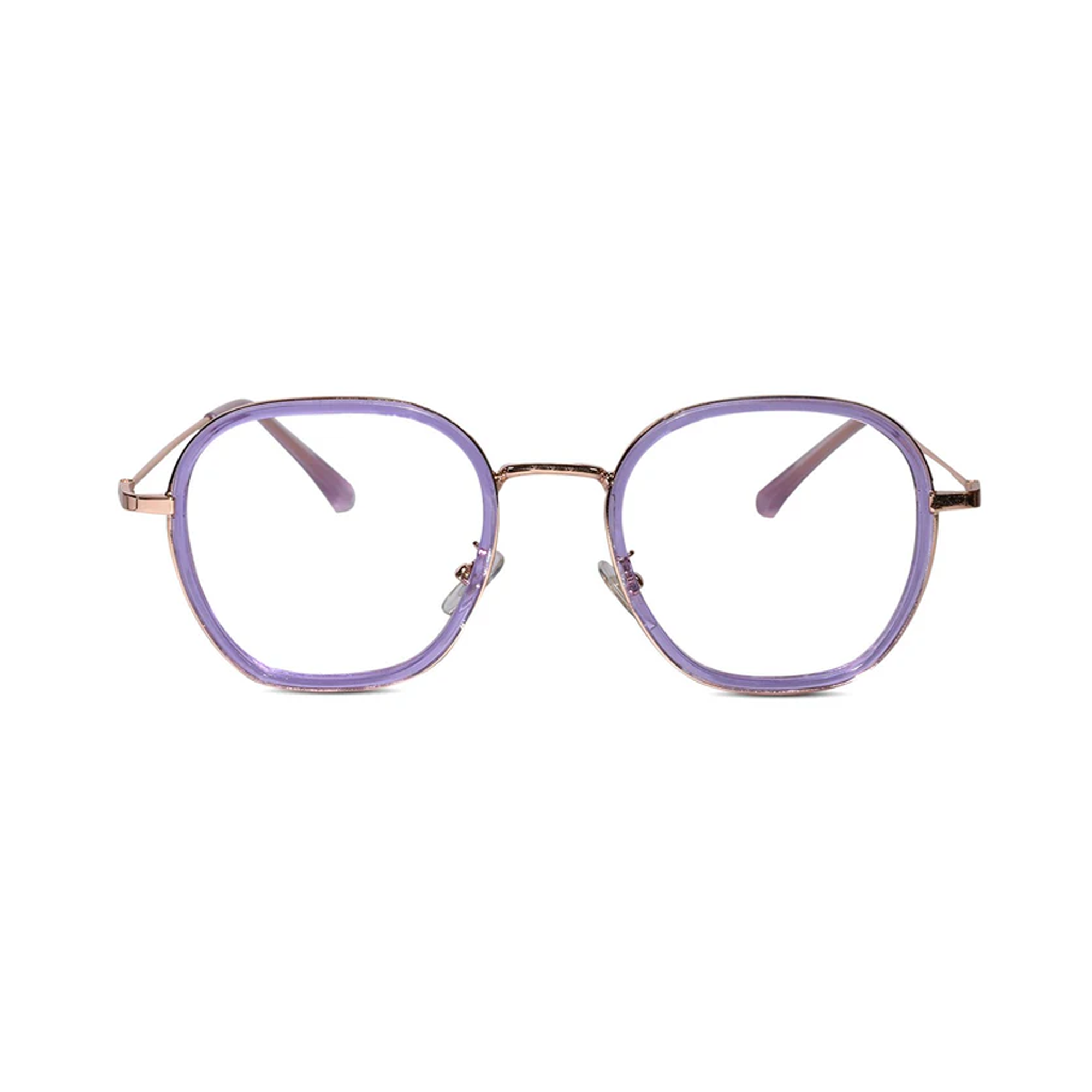 Purple Rose Gold Full Rim Hexagonal Eyeglasses LKE2207-PURPL