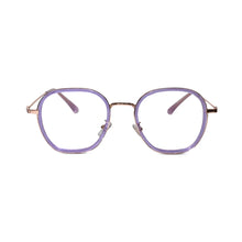 Purple Rose Gold Full Rim Hexagonal Eyeglasses For Women