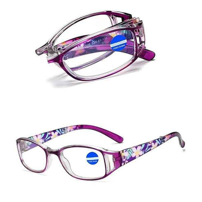 Foldable Purple Full Rim Reading Glasses For Women