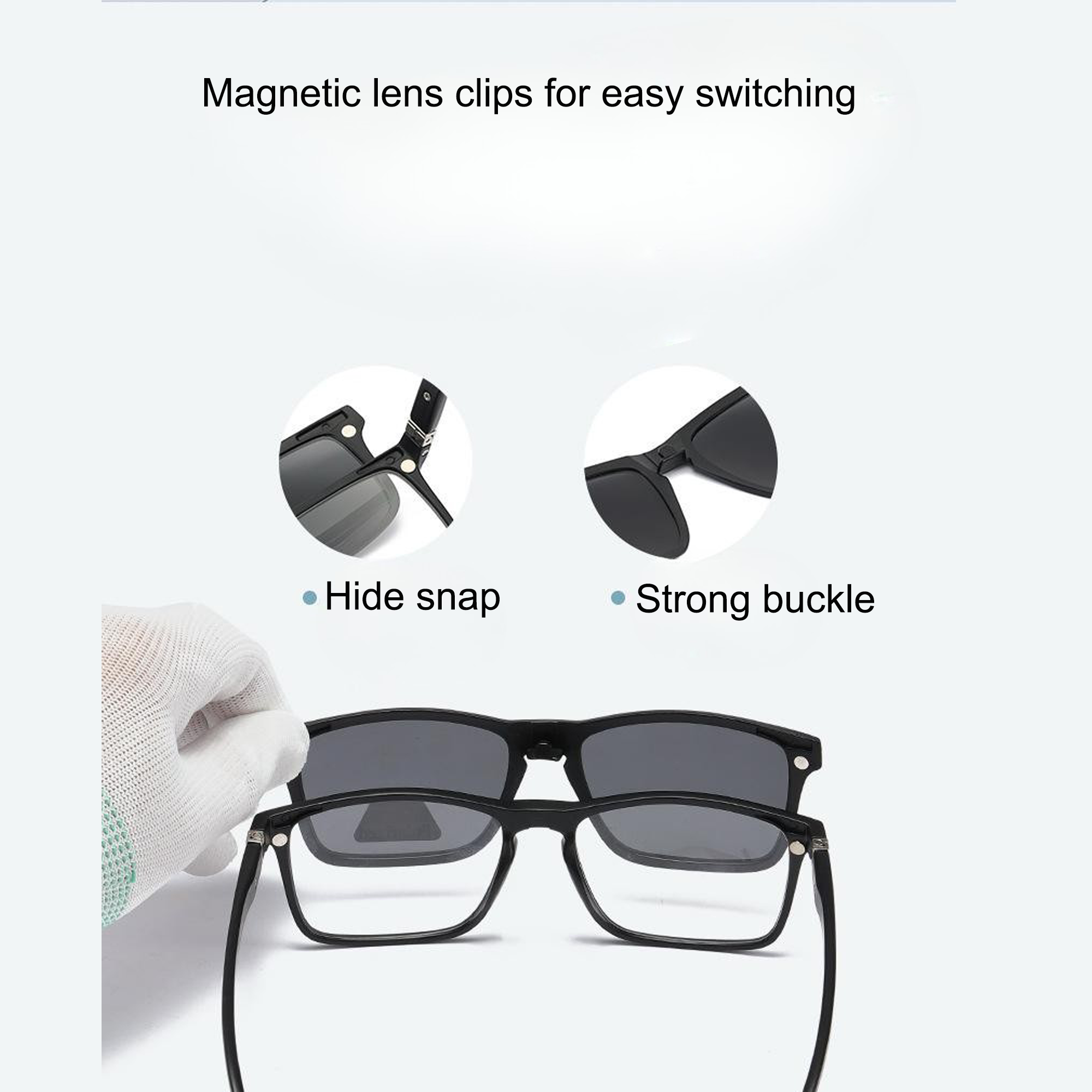 Black Clipon Eyeglasses sunglasses for Men & Women