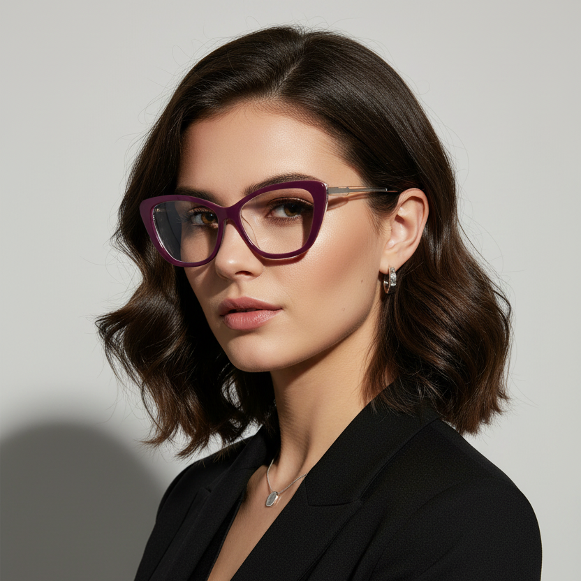 5 in 1 Clip On Cateye  Eyeglasses For Women