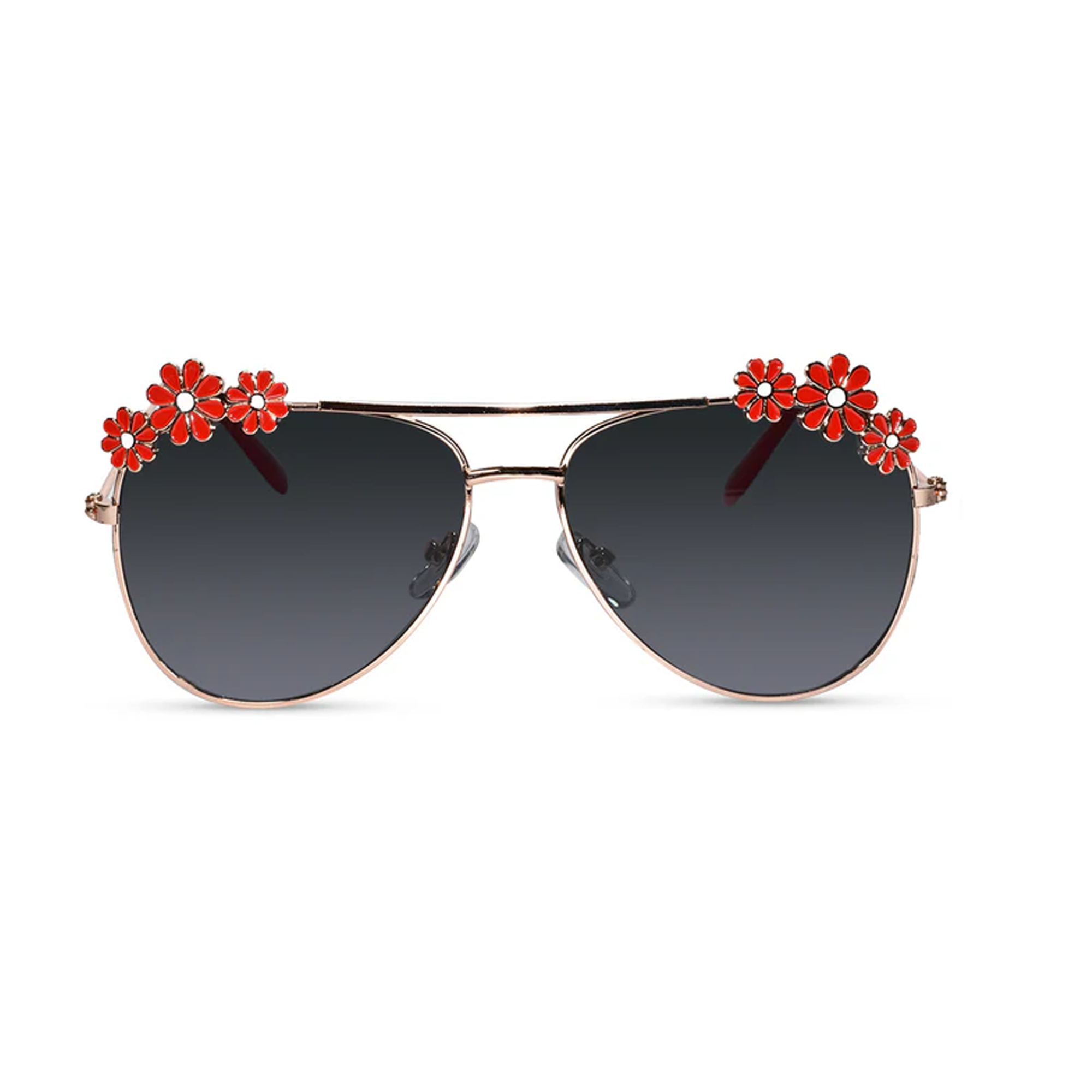 Aviator Floral Sunglasses  For Girls LKSK0003-RED-BLK