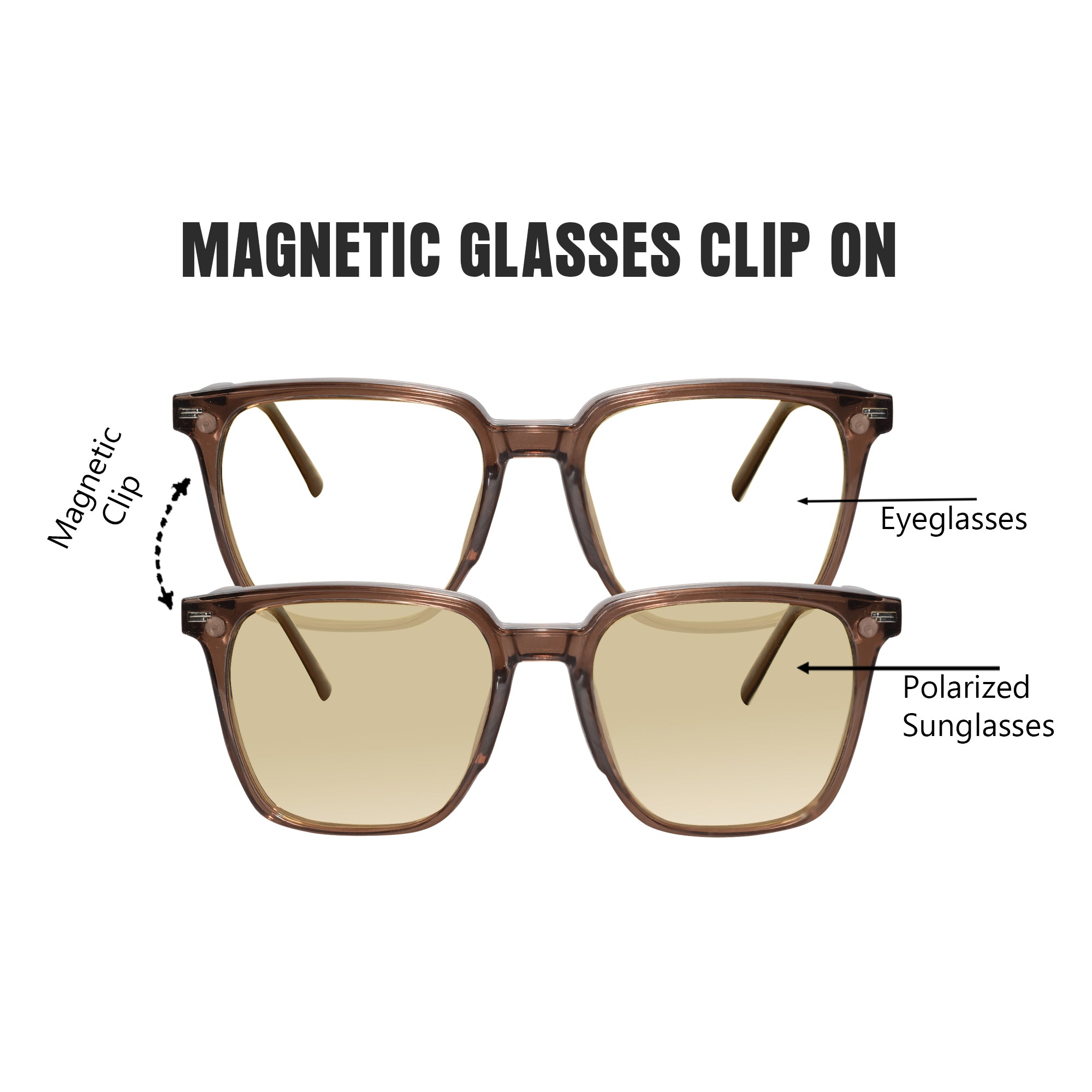 Clip on wayfarer eyeglasses for men & women