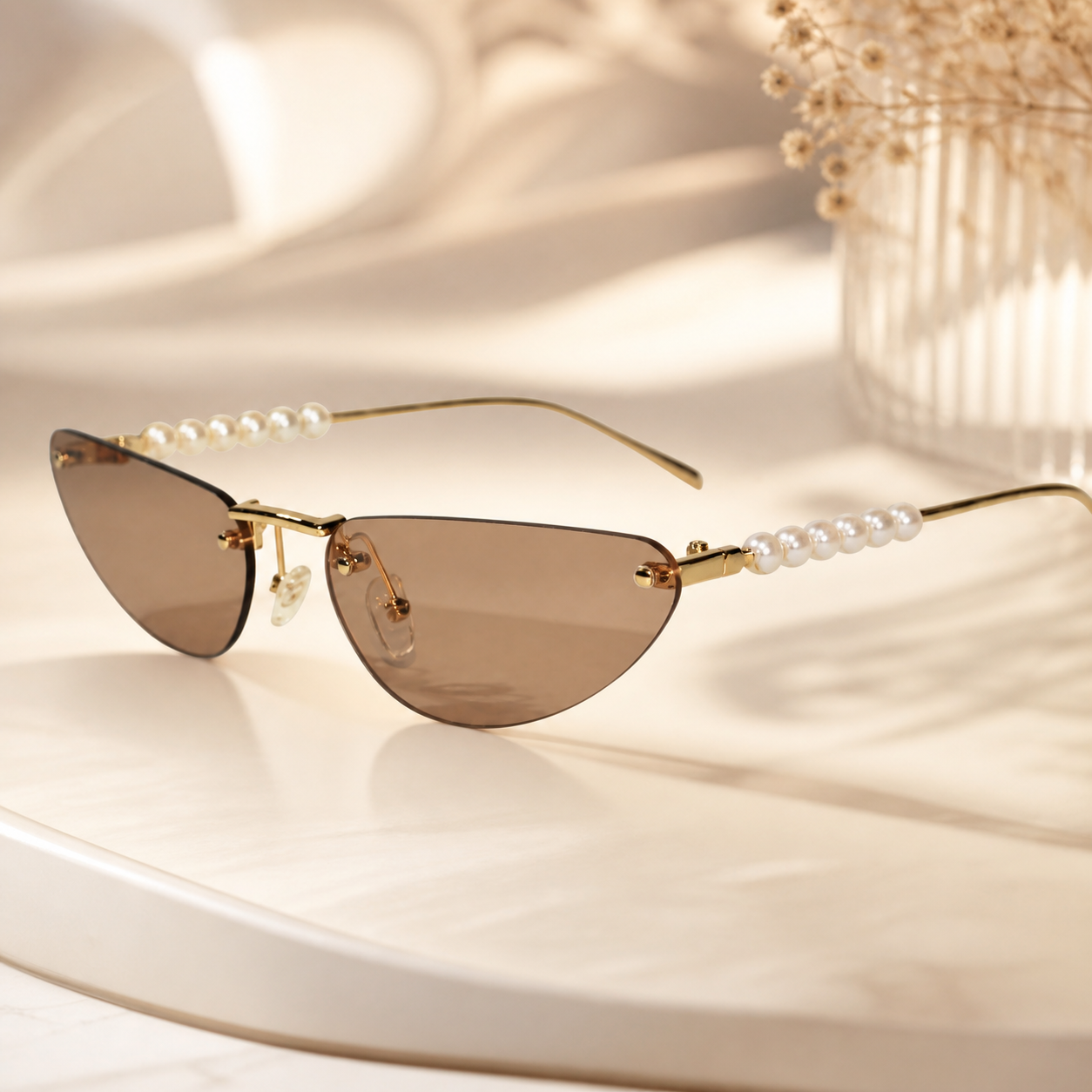 Rimless Cat Eye Sunglasses for Women ELS2026S12-PNK GLD