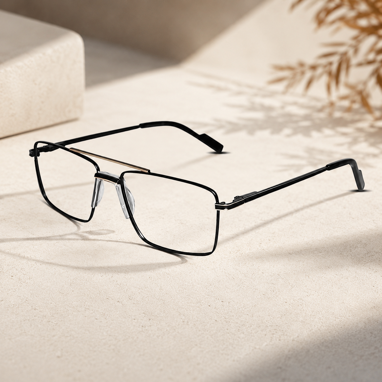 Black Rectangular Antiglare Eyeglasses For Men ELE6008-BLK