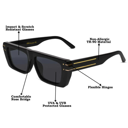 Sleek Black Rectangular Sunglasses