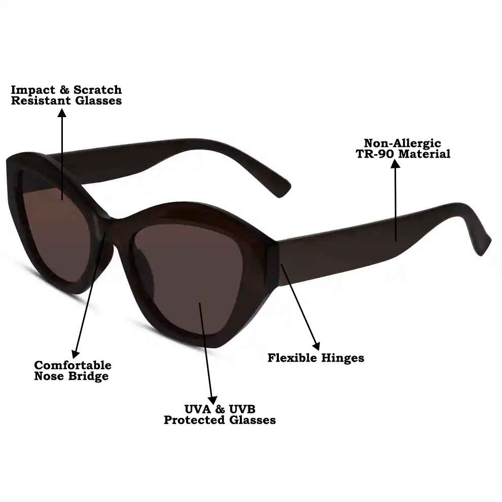 Brown Cateye Sunglasses For Women LKS9526-BRN