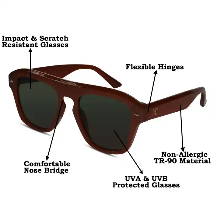 Red Rectangular Sunglasses Women & Men