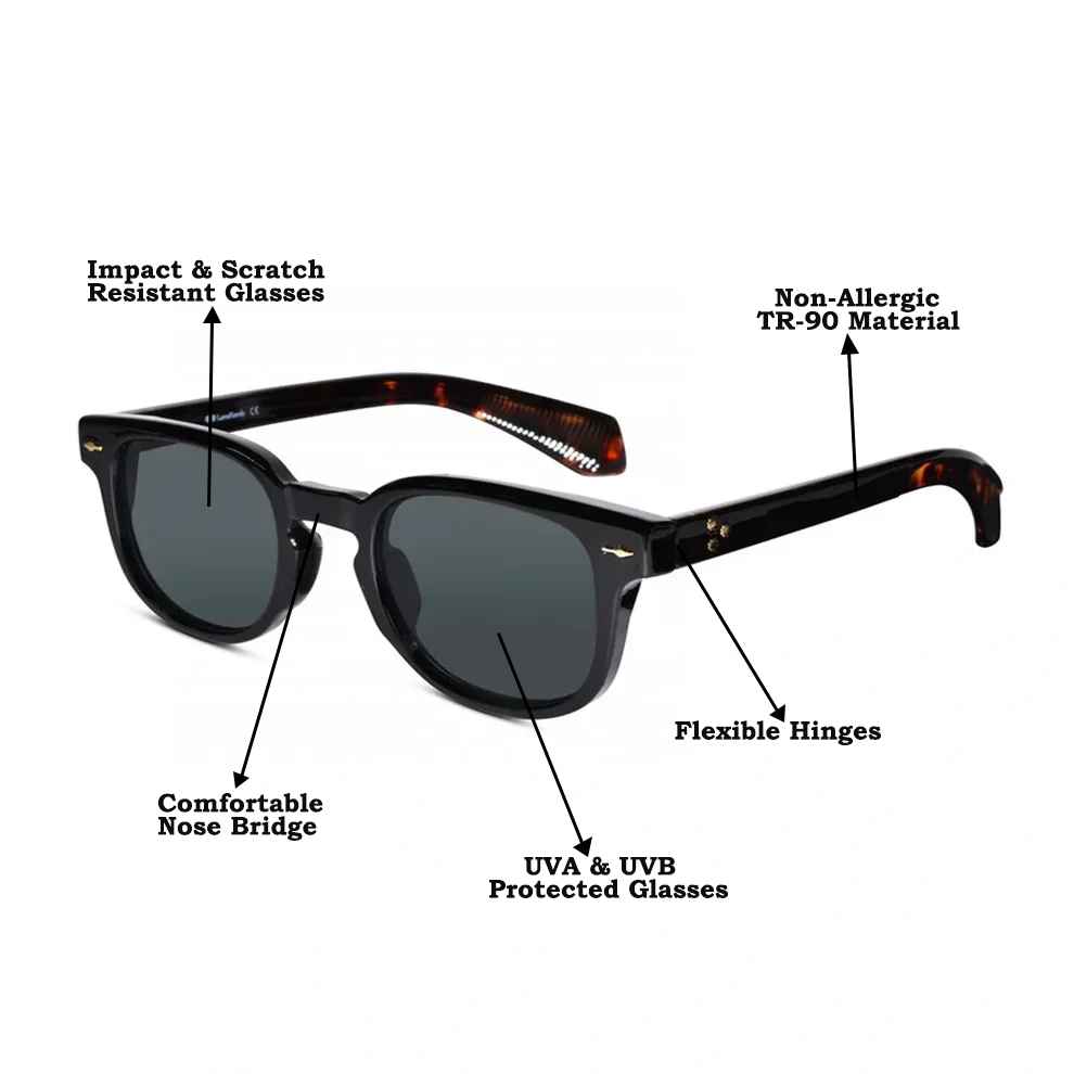 Grey Bold Rectangular Sunglasses For Men & Women
