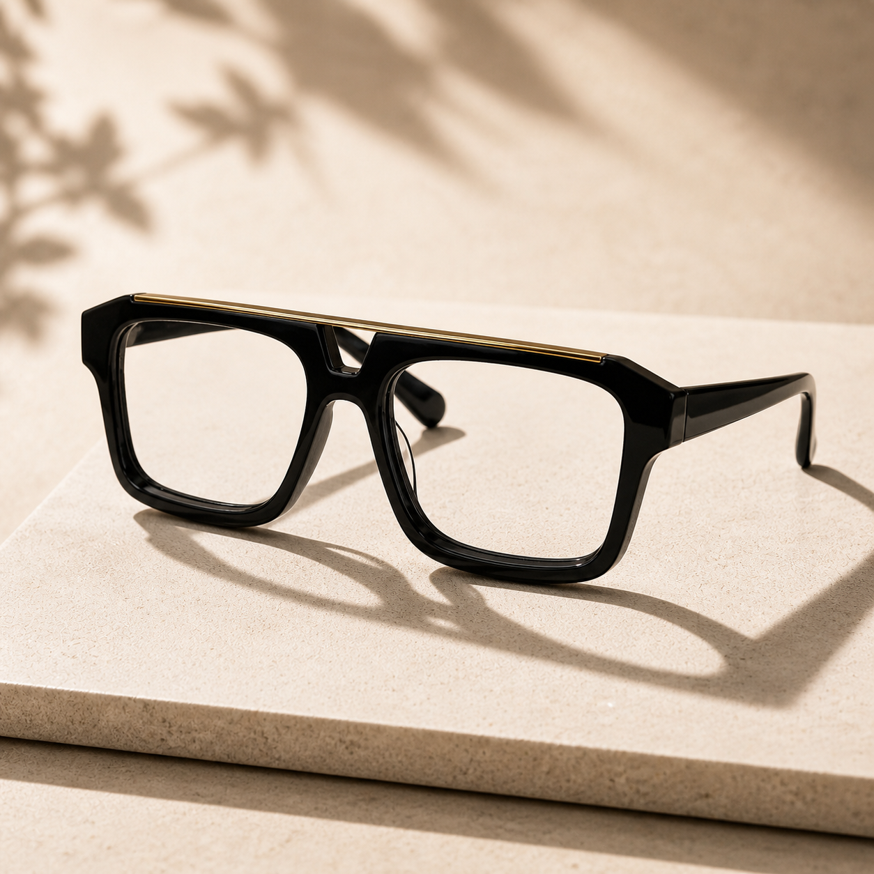 URBAN Black & Golden Rectangulare Eyeglasses For Men ELE500-BLK