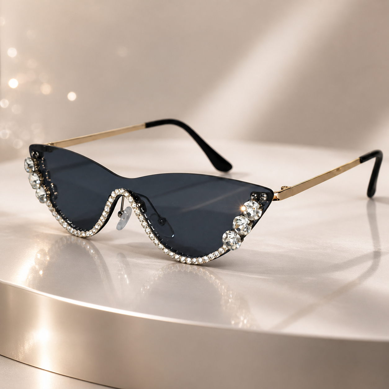 Rimless Cat Eye Sunglasses for Women ELS2026S011-BLK