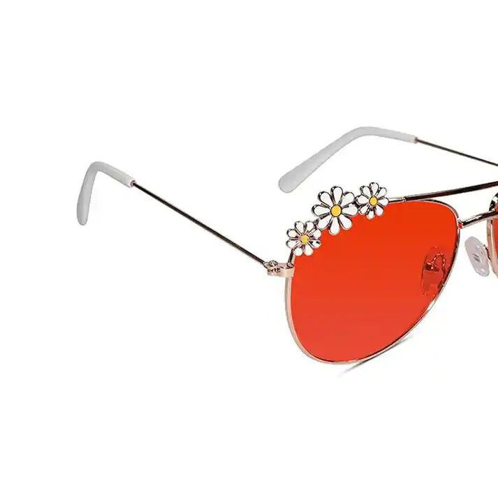 Aviator Floral Red Sunglasses For Girls