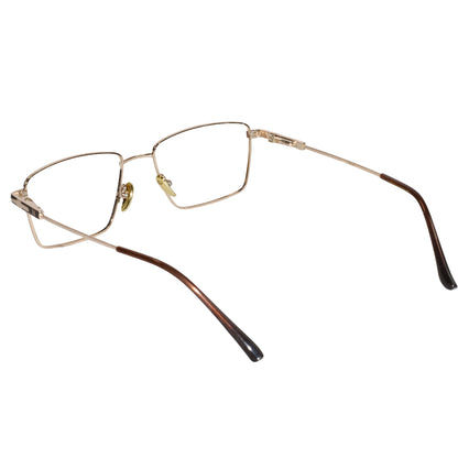 Designer Gold Rectangular Eyeglasses For Men