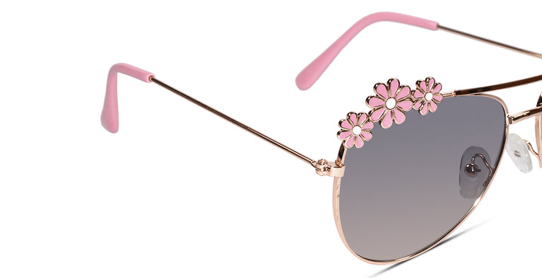 Aviator Kids sunglasses with pink temple gray glasses