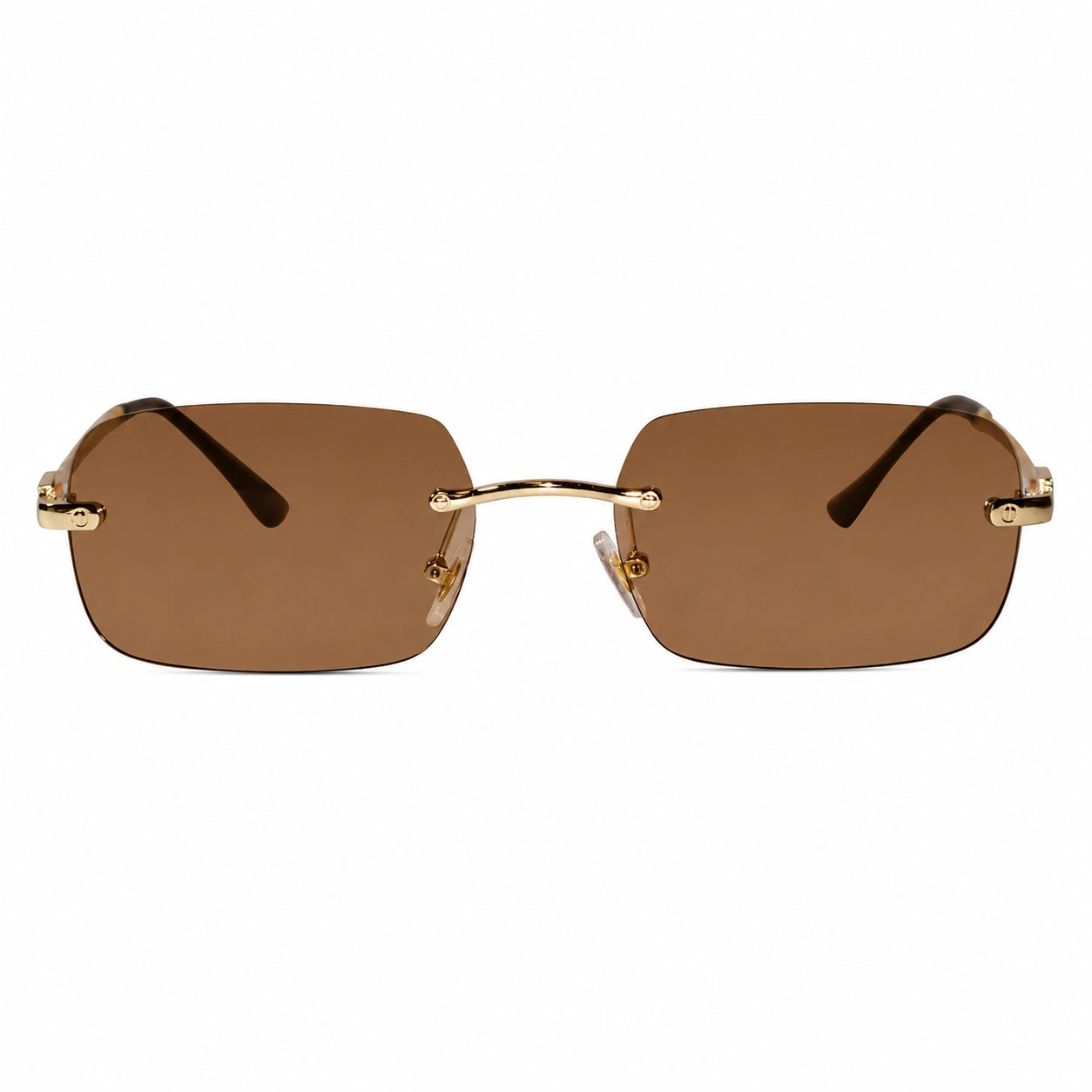 Rimless Rectangle Sunglasses for Men & Women ELS2026S030-BRN